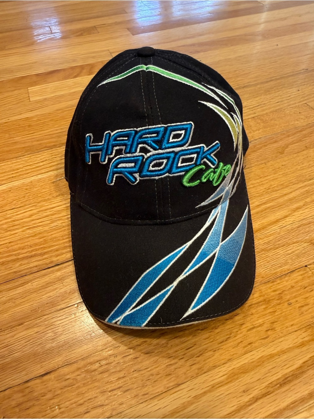 Hard Rock Cafe Black Cap with Blue and Green Embroidery